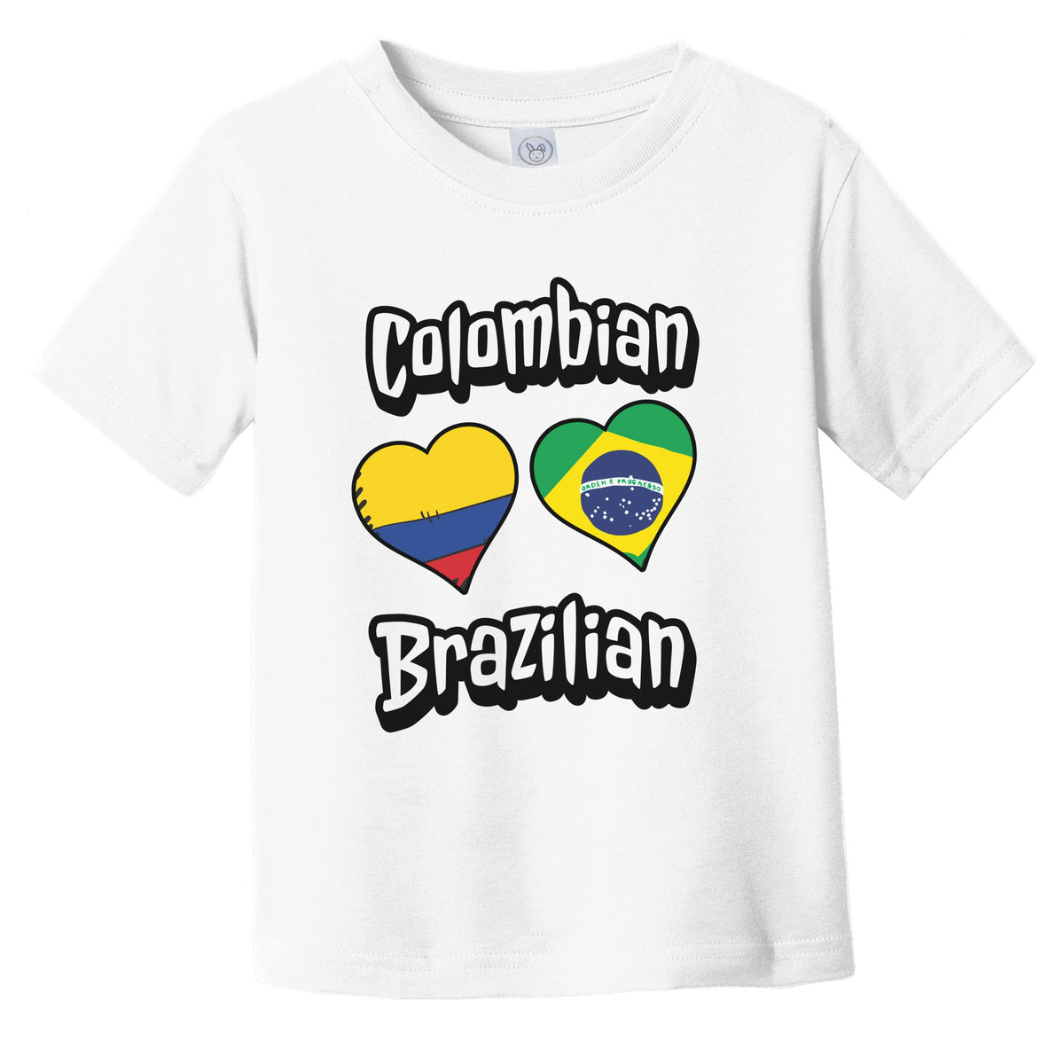 Colombian Brazilian Flag Heart Combo Colombia Brazil Infant Toddler T-Shirt