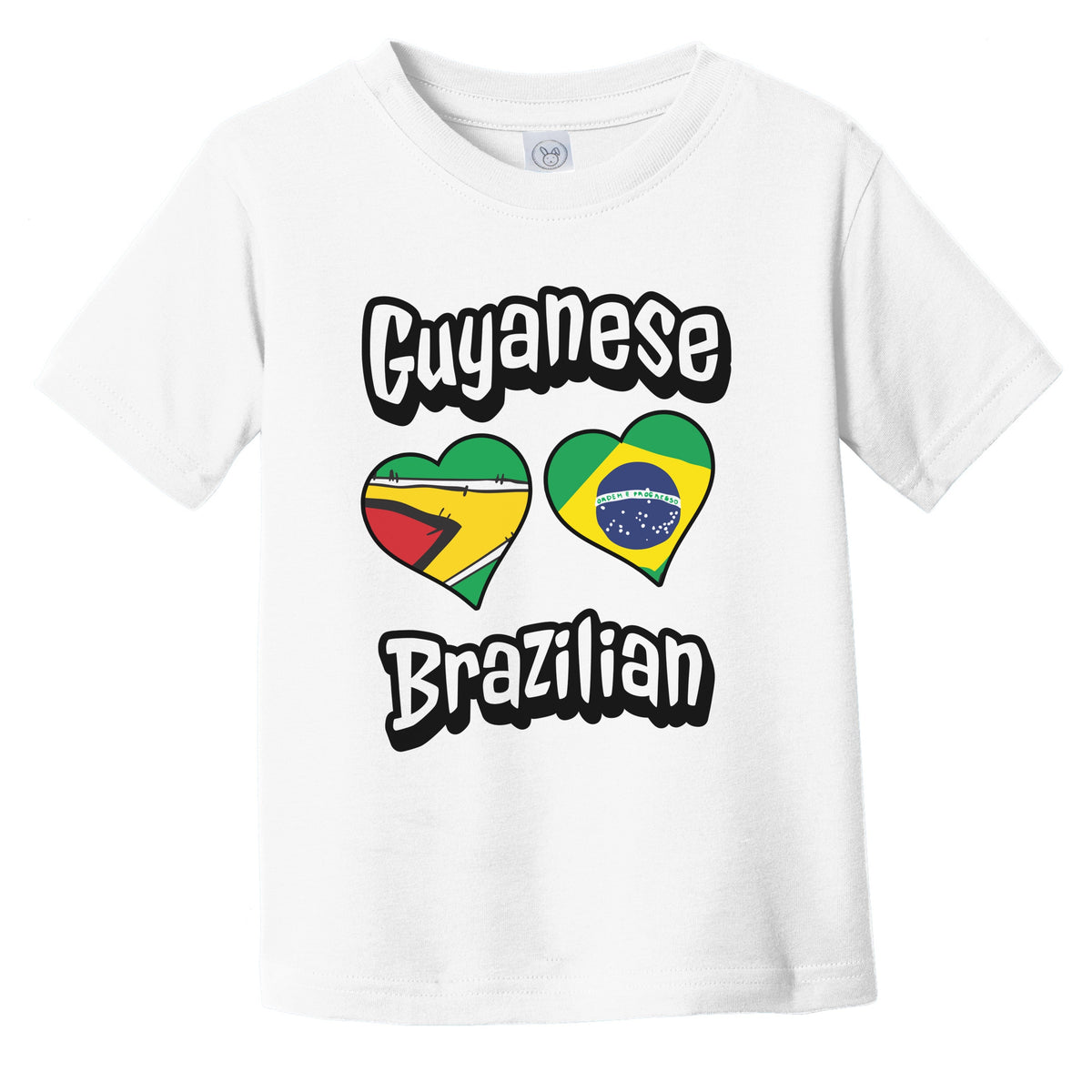 Guyanese Brazilian Flag Heart Combo Guyana Brazil Infant Toddler T-Shirt