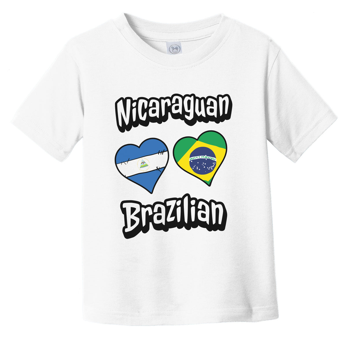 Nicaraguan Brazilian Flag Heart Combo Nicaragua Brazil Infant Toddler T-Shirt