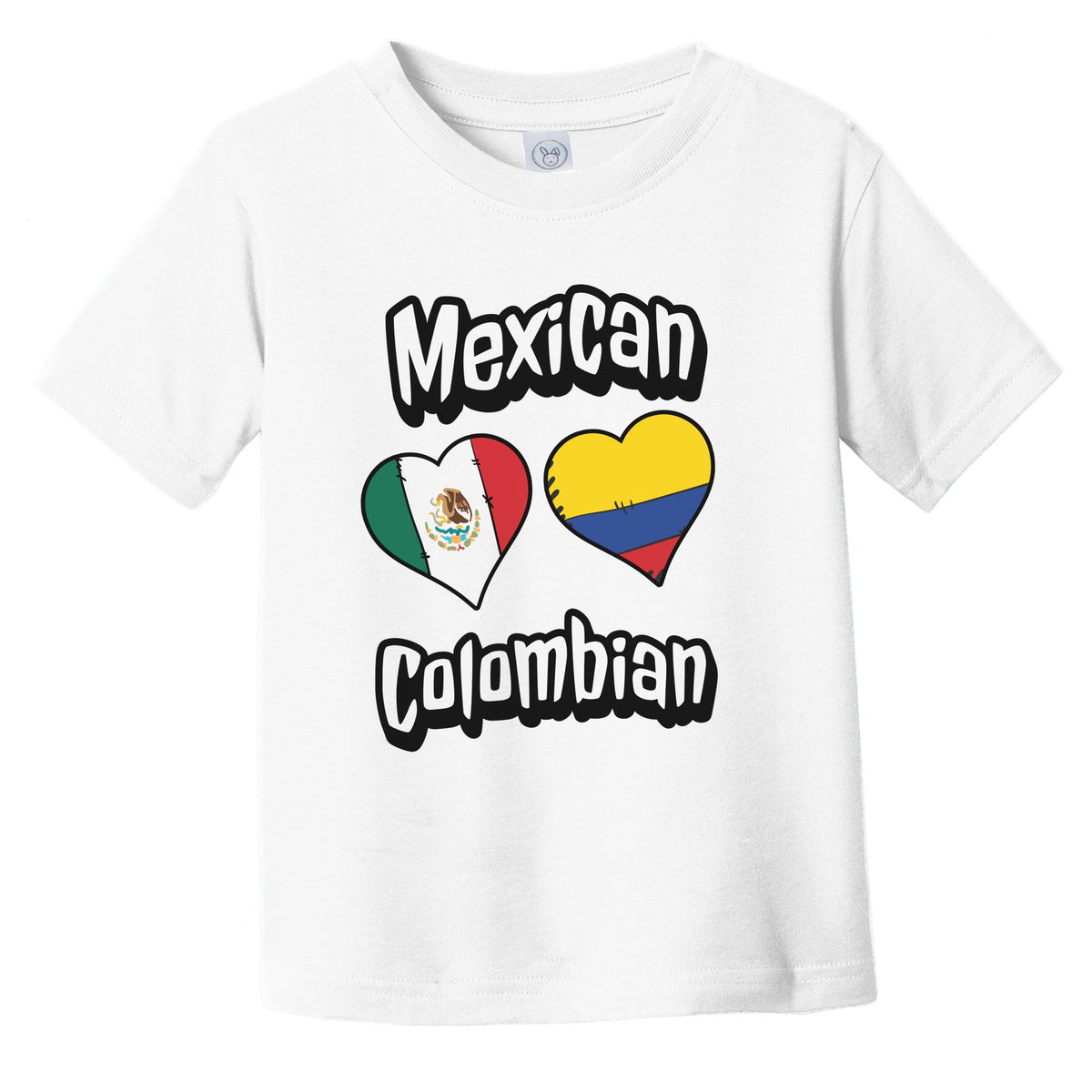 Mexican Colombian Flag Heart Combo Mexico Colombia Infant Toddler T-Shirt