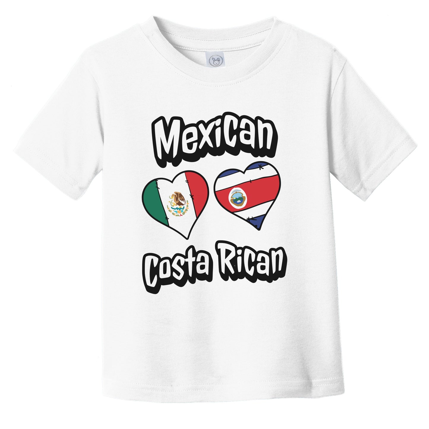 Mexican Costa Rican Flag Heart Combo Mexico Costa Rica Infant Toddler T-Shirt