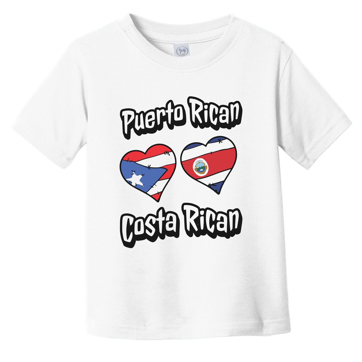 Puerto Rican Costa Rican Flag Hearts Puerto Rico Costa Rica Infant Toddler T-Shirt