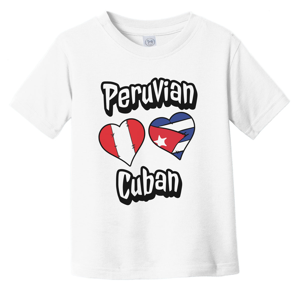 Peruvian Cuban Flag Heart Combo Peru Cuba Infant Toddler T-Shirt
