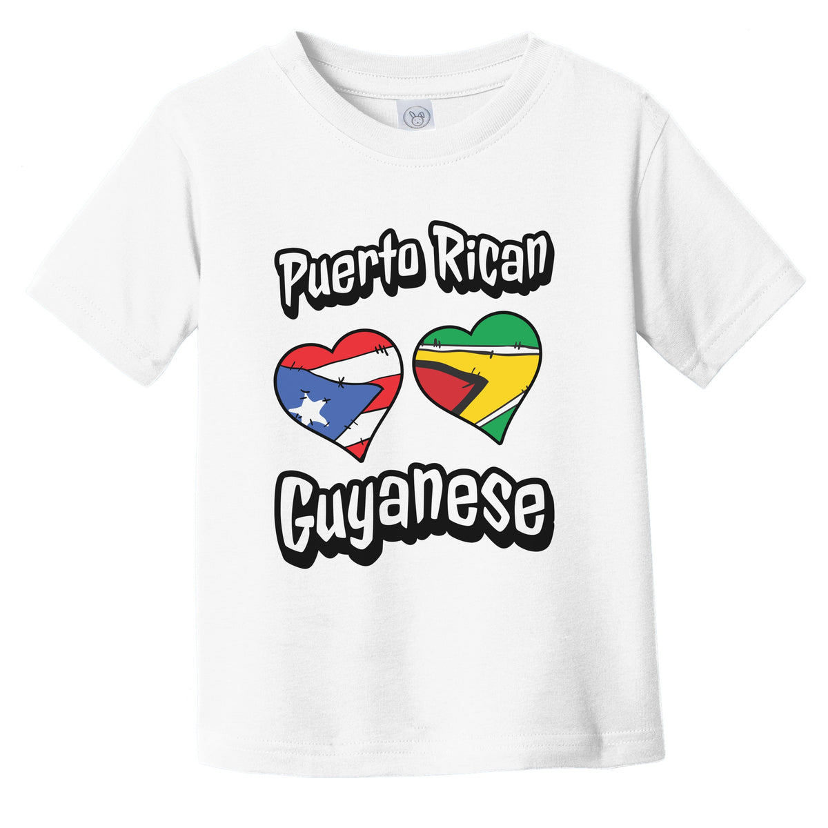 Puerto Rican Guyanese Flag Heart Combo Puerto Rico Guyana Infant Toddler T-Shirt