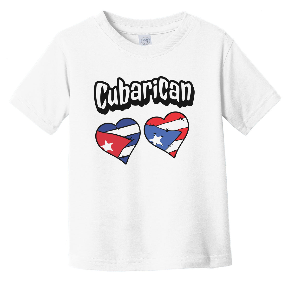 Cubarican Cuban Puerto Rican Flag Heart Combo Infant Toddler T-Shirt