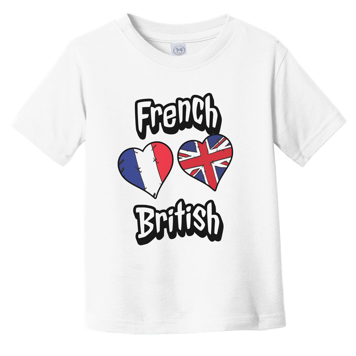French British Flag Heart Combo France UK Infant Toddler T-Shirt