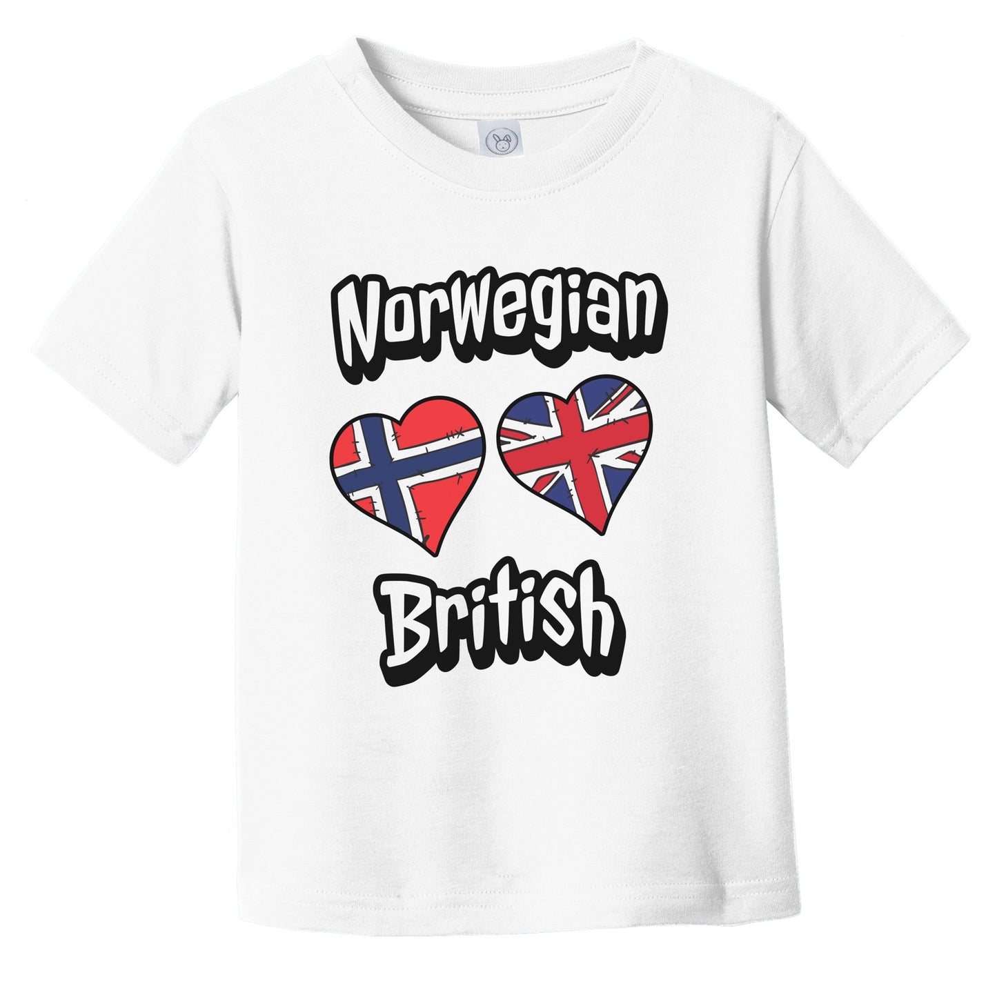 Norwegian British Flag Heart Combo Norway UK Infant Toddler T-Shirt