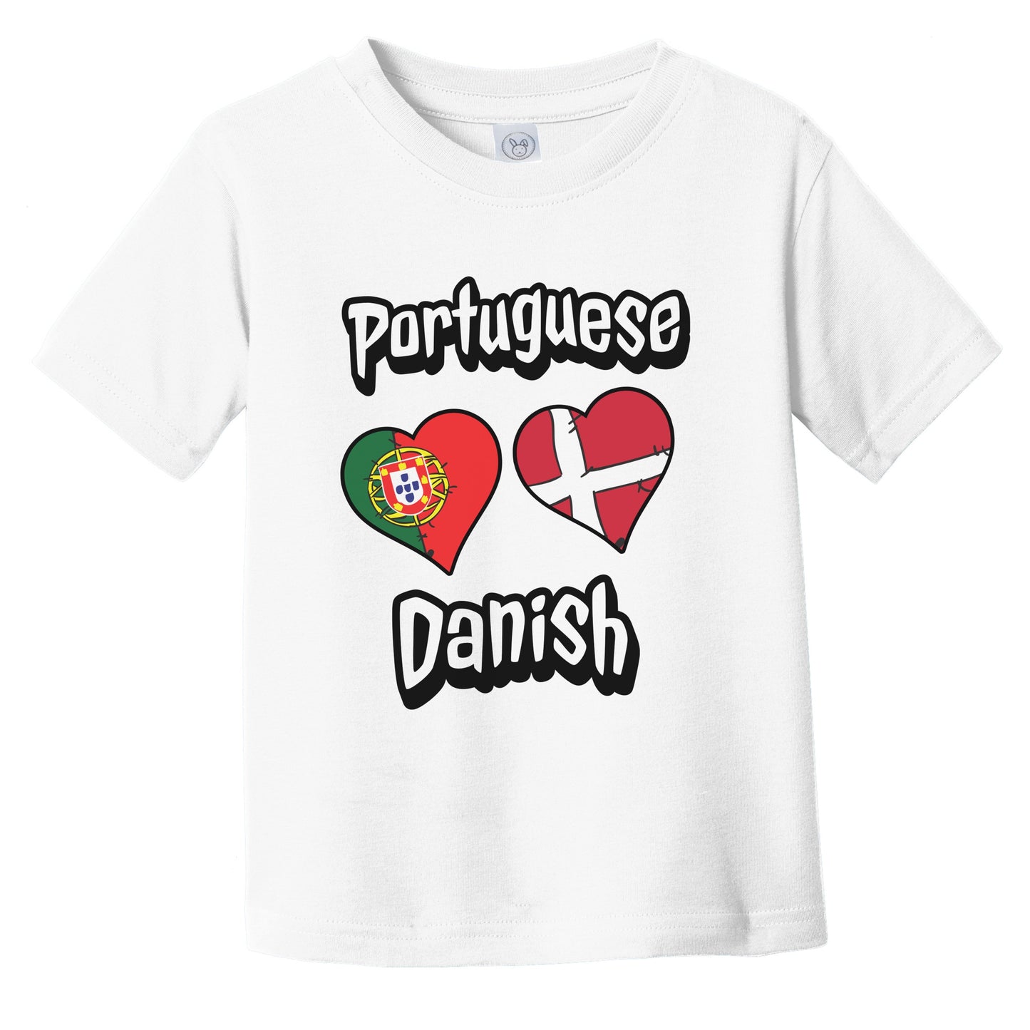Portuguese Danish Flag Heart Combo Portugal Denmark Infant Toddler T-Shirt