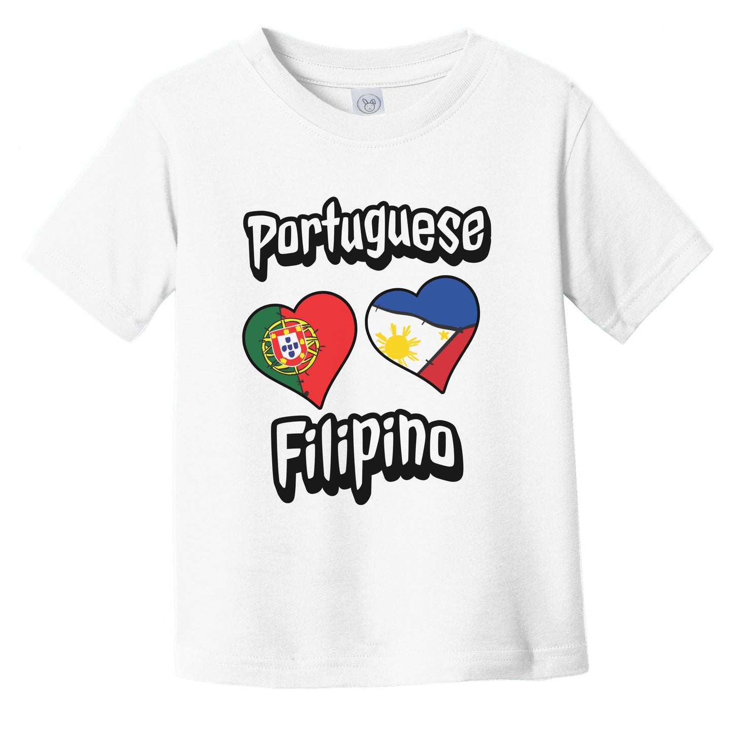 Portuguese Filipino Flag Heart Combo Portugal Philippines Infant Toddler T-Shirt