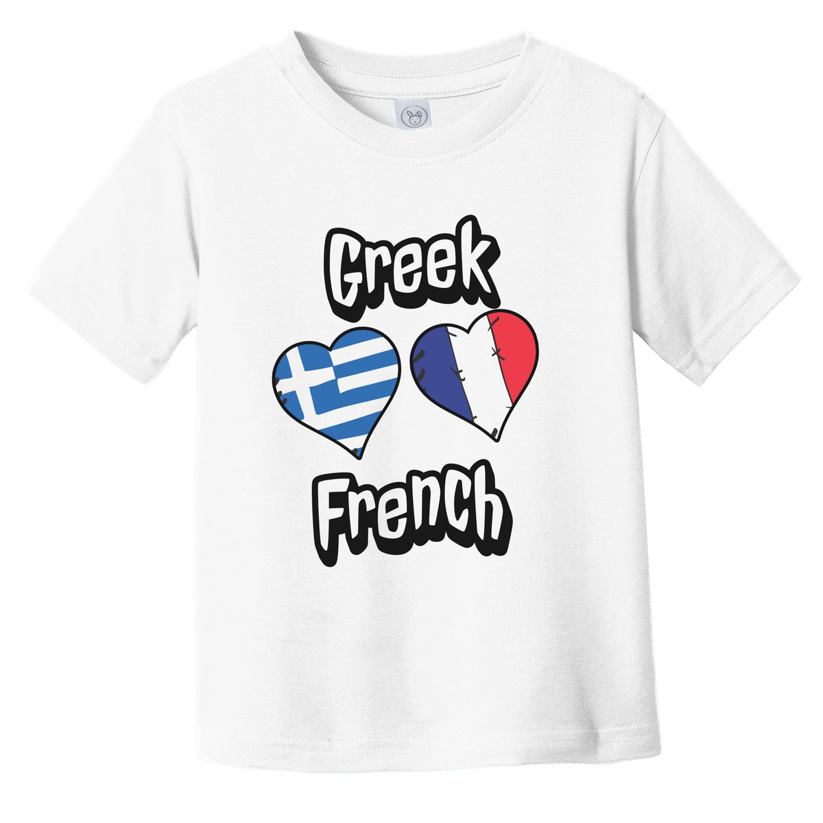 Greek French Flag Heart Combo Greece France Infant Toddler T-Shirt