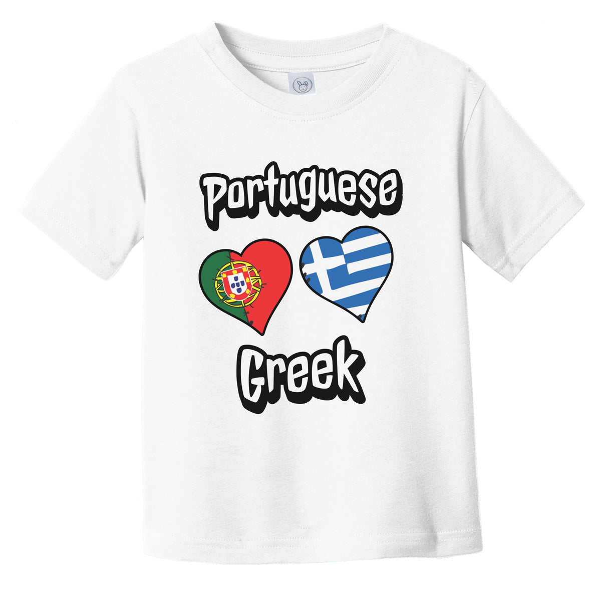 Portuguese Greek Flag Heart Combo Portugal Greece Infant Toddler T-Shirt