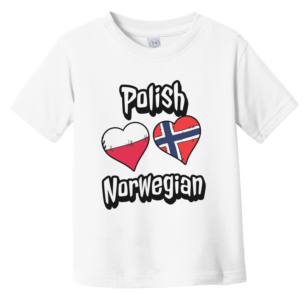 Polish Norwegian Flag Heart Combo Poland Norway Infant Toddler T-Shirt