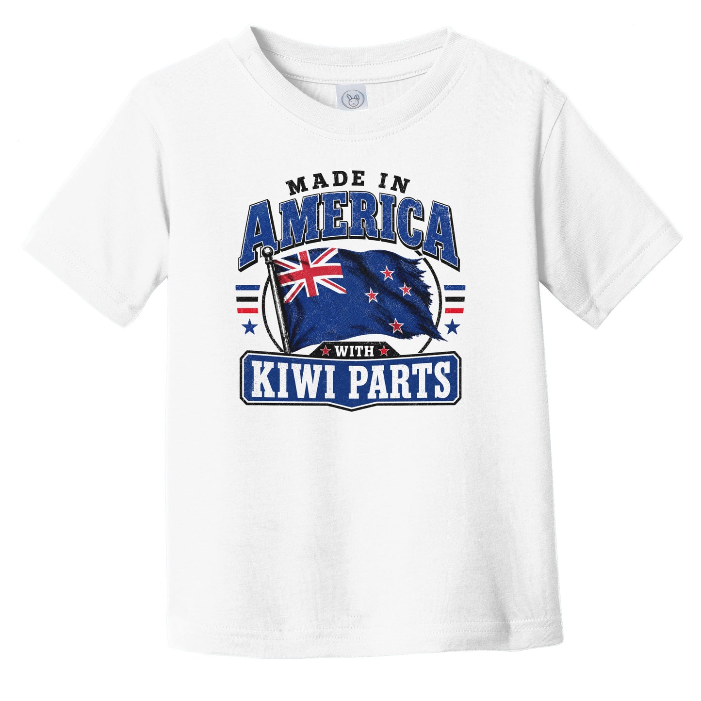 Made In America With Kiwi Parts New Zealand Flag Infant Toddler T-Shirt