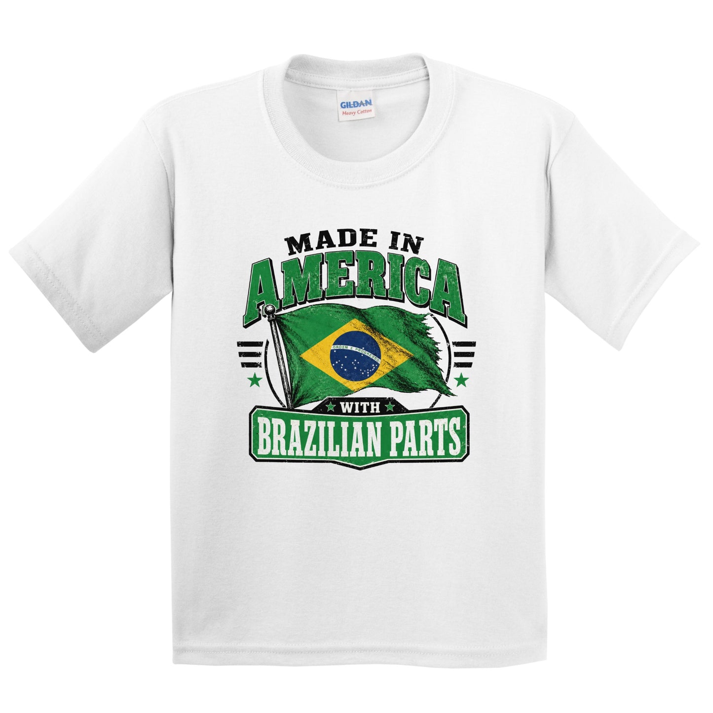 Made In America With Brazilian Parts Brazil Flag Youth T-Shirt