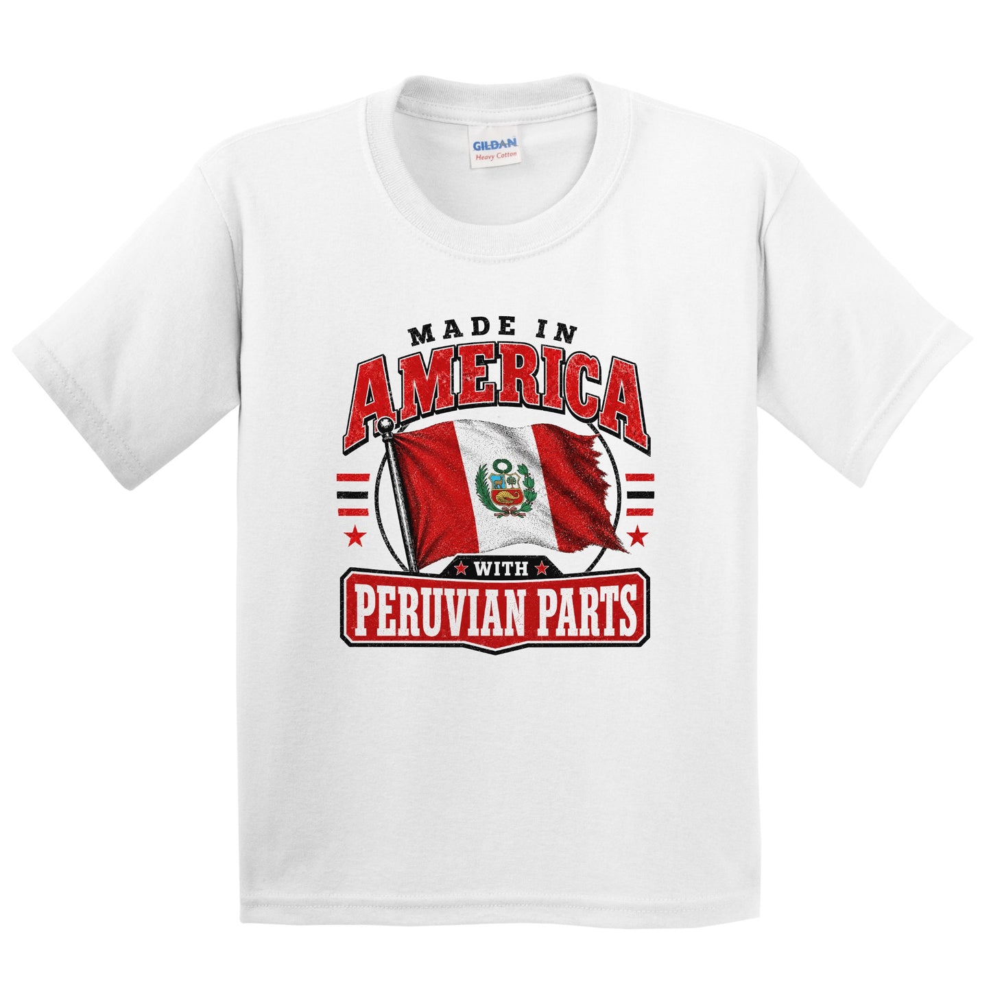 Made In America With Peruvian Parts Peru Flag Youth T-Shirt
