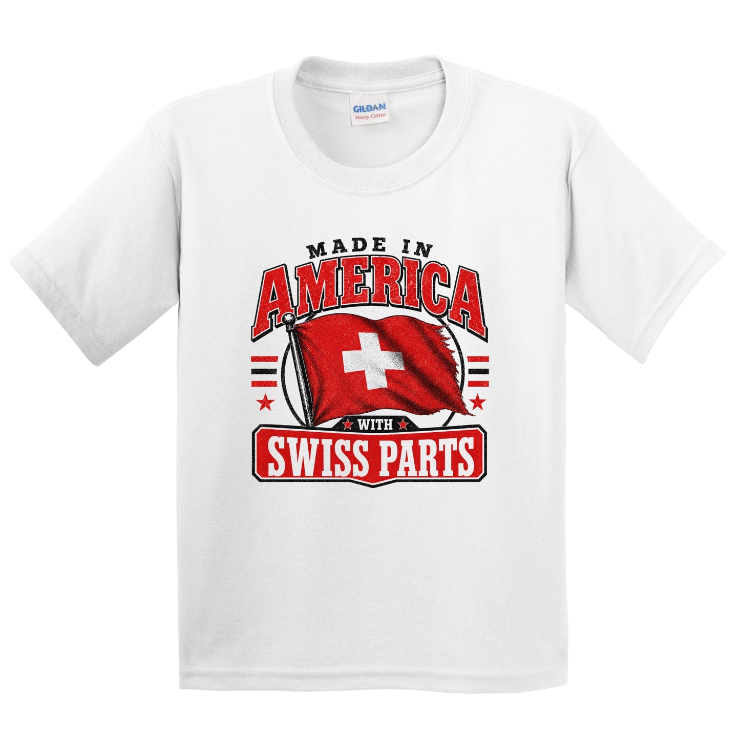 Made In America With Swiss Parts Switzerland Flag Youth T-Shirt