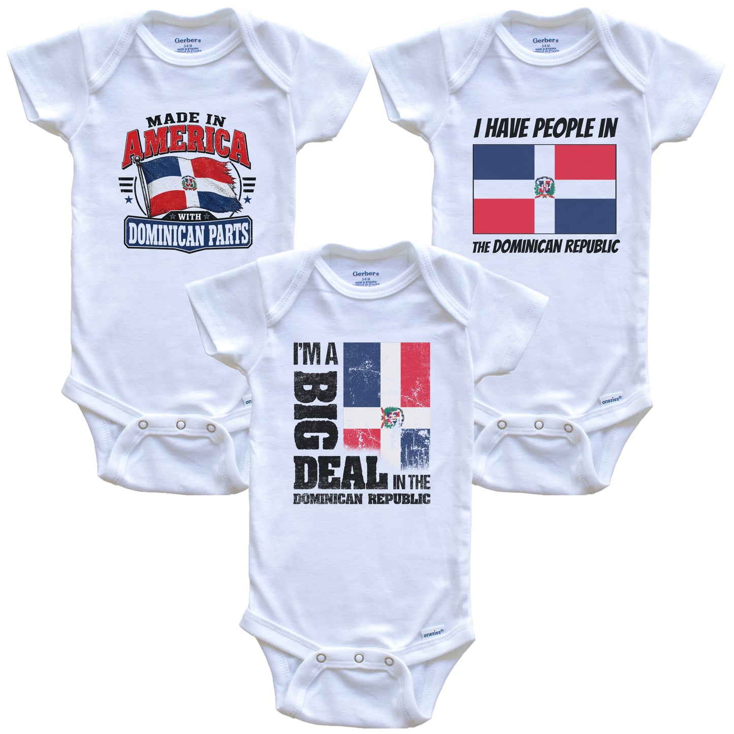 I'm A Big Deal In the Dominican Republic Baby Bodysuits Funny Dominican Flag 3 Piece Gift Set