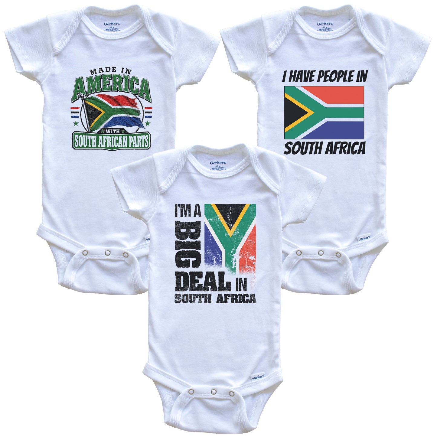 I'm A Big Deal In South Africa Baby Bodysuits Funny South African Flag 3 Piece Gift Set