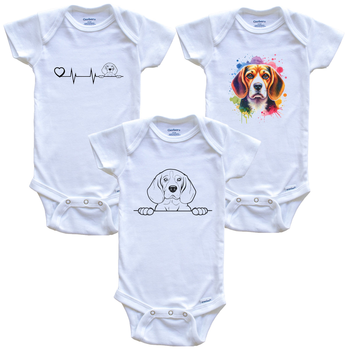 Bichon Frise Baby Bodysuits - Cute Dog Breed 3 Piece Gift Set