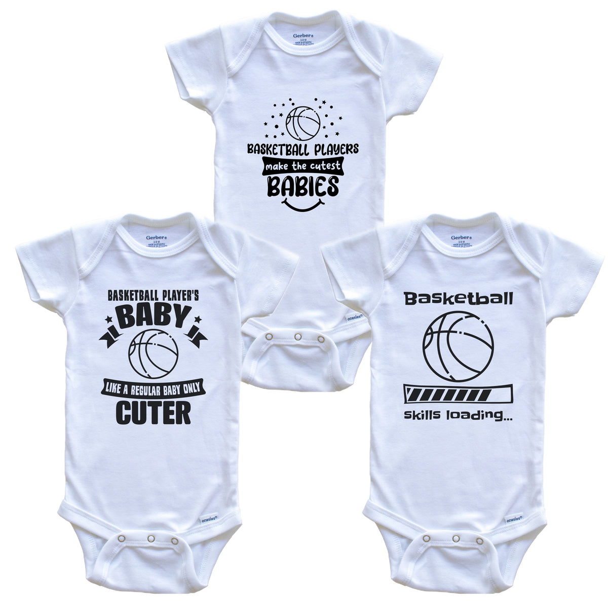 Basketball Player Funny Cute Baby Bodysuit Bundle (3 Piece Set)