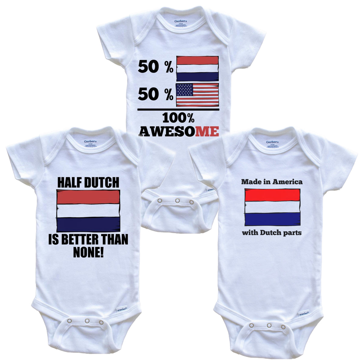 Dutch American Baby Bodysuit Bundle (3 Piece Set)
