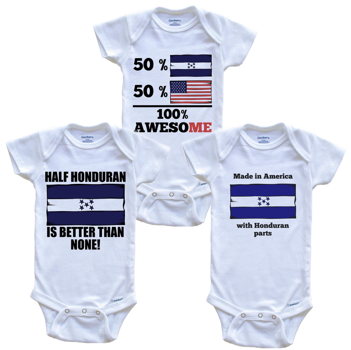Honduran American Baby Bodysuit Bundle (3 Piece Set)