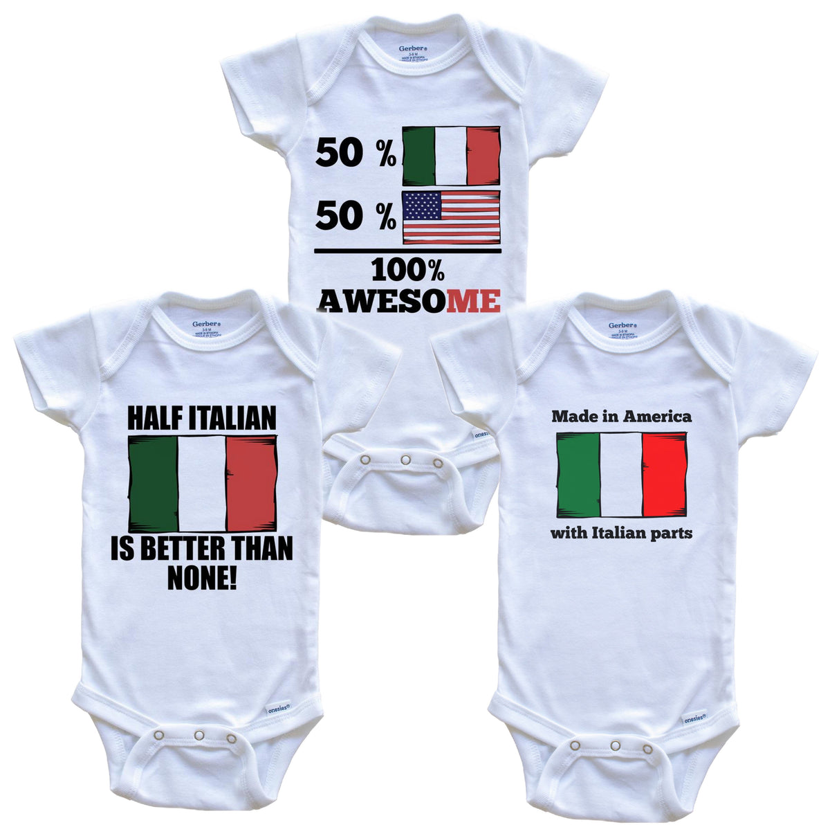 Italian American Baby Bodysuit Bundle (3 Piece Set)