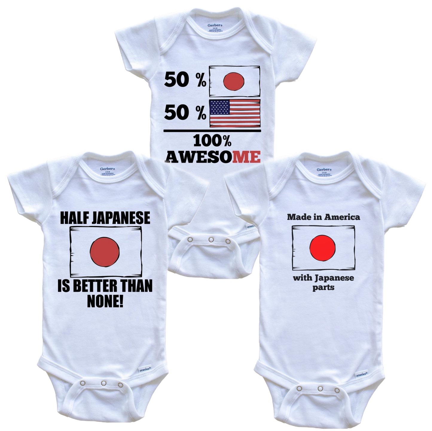 Japanese American Baby Bodysuit Bundle (3 Piece Set)