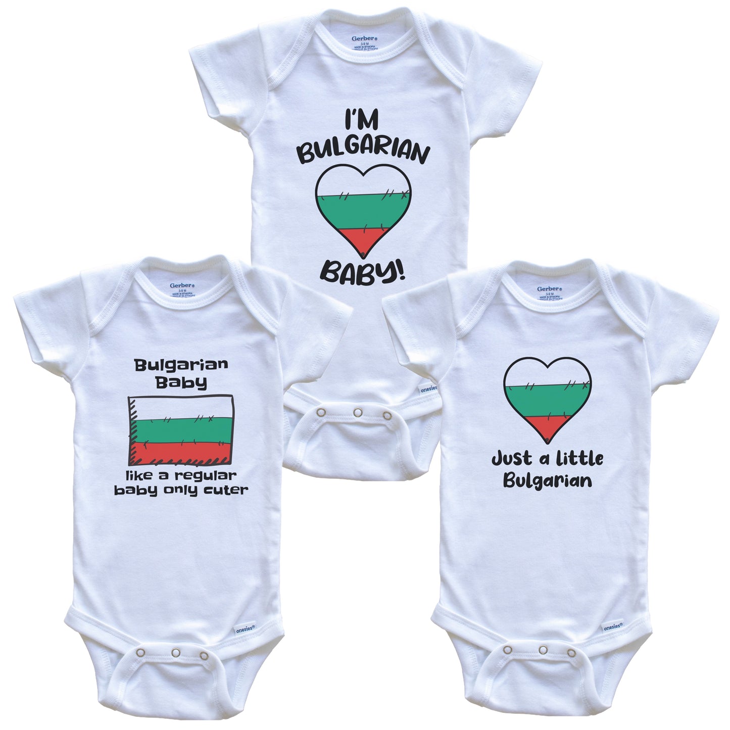 Bulgarian Baby Bodysuits Funny Bulgaria Flag 3 Piece Gift Set