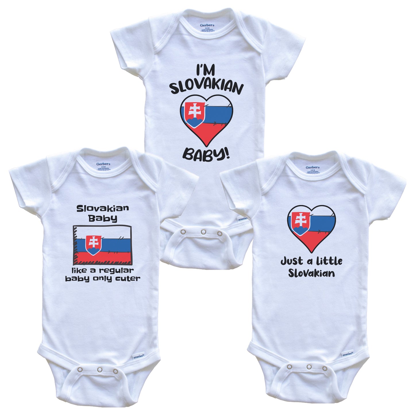 Slovakian Baby Bodysuits Funny Slovakia Flag 3 Piece Gift Set