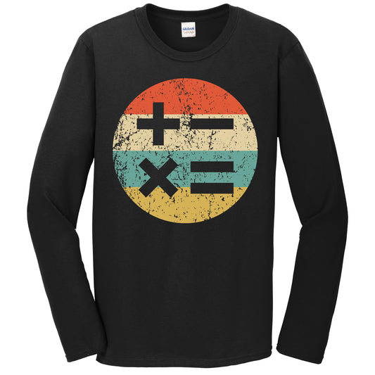Math Teacher Shirt - Vintage Retro Math Symbols Long Sleeve T-Shirt
