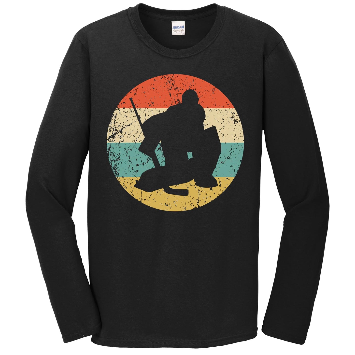 Hockey Shirt - Vintage Retro Hockey Goalie Long Sleeve T-Shirt