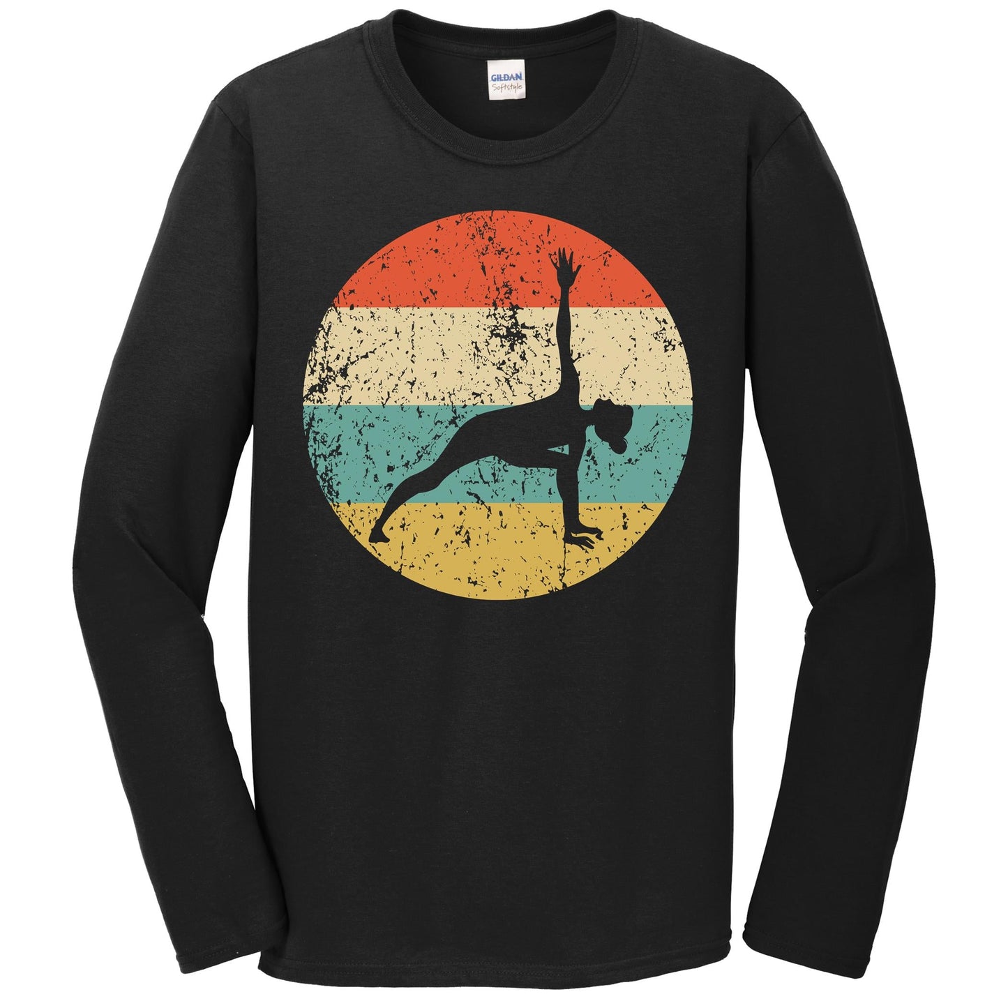 Yoga Shirt - Vintage Retro Yoga Pose Long Sleeve T-Shirt