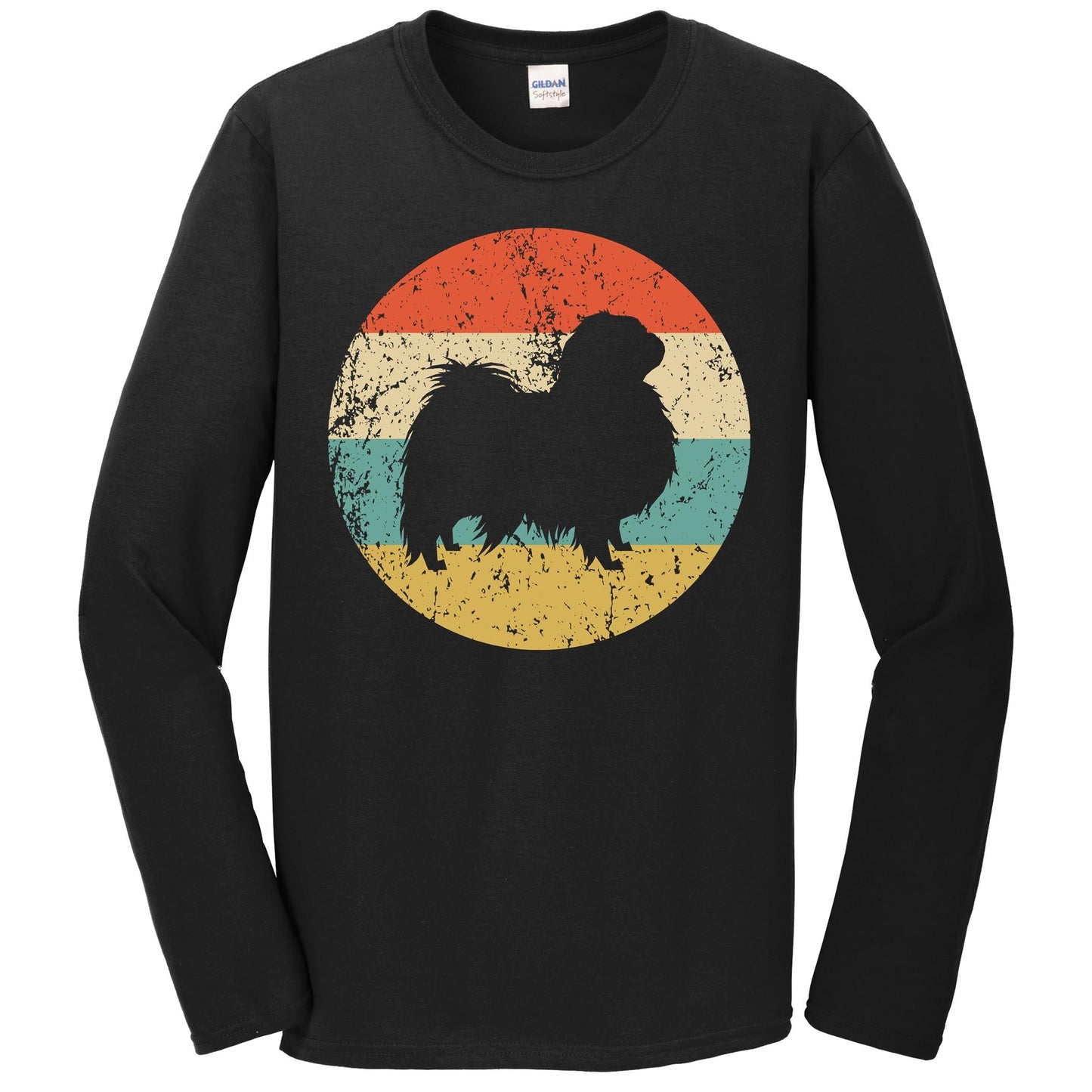 Japanese Chin Shirt - Vintage Retro Japanese Chin Dog Long Sleeve T-Shirt