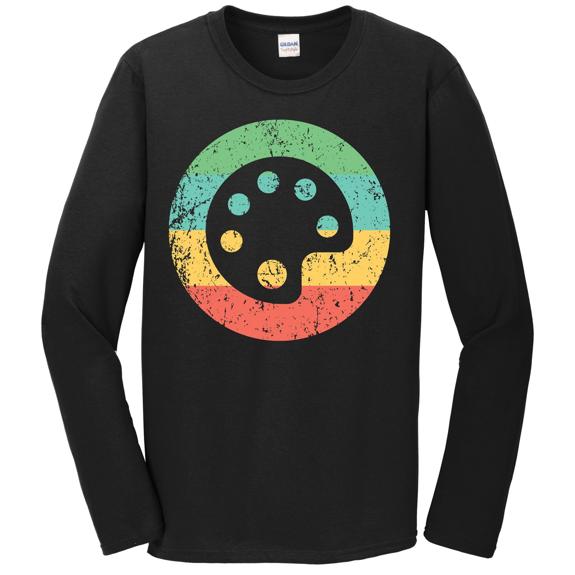 Artist Art Teacher Long Sleeve Shirt - Retro Paint Palette T-Shirt