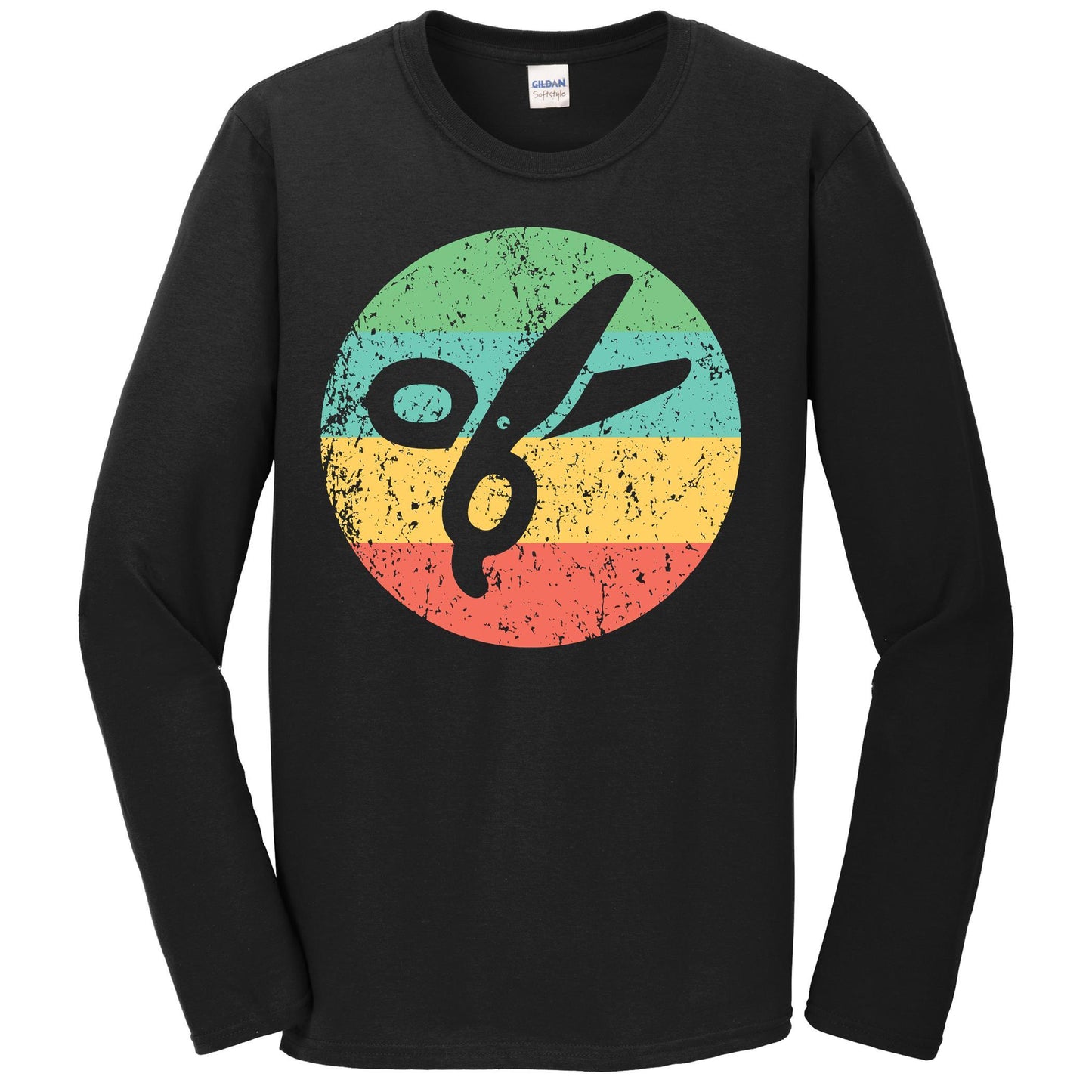 Barber Hairdresser Long Sleeve Shirt - Vintage Retro Scissors Long Sleeve Shirt