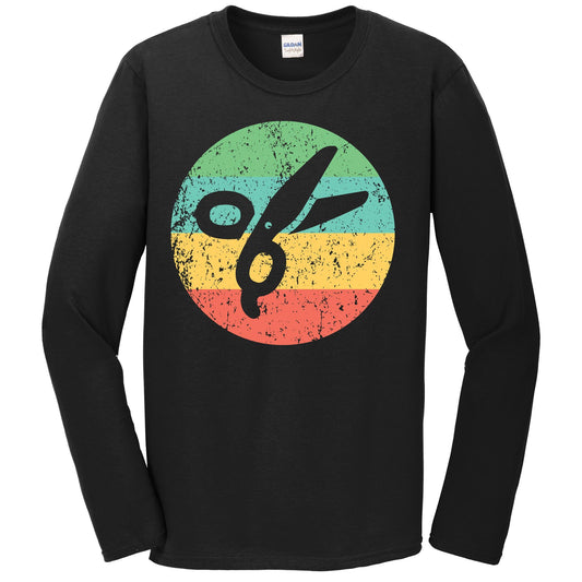Barber Hairdresser Long Sleeve Shirt - Vintage Retro Scissors Long Sleeve Shirt
