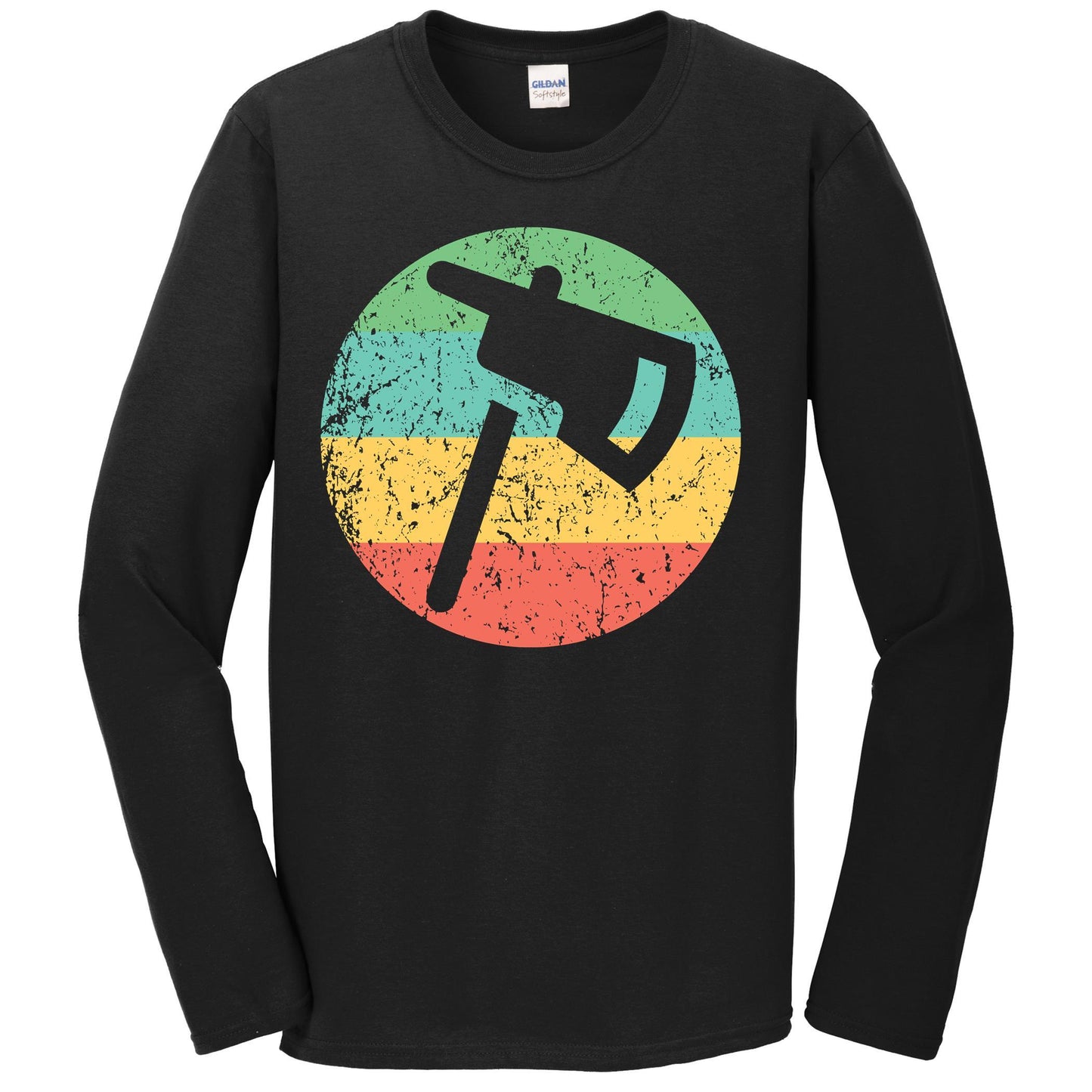 Firefighter Fireman Long Sleeve Shirt - Retro Fire Axe T-Shirt