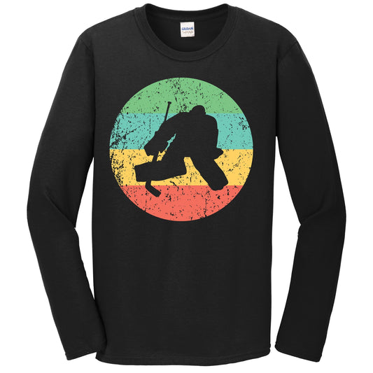 Hockey Long Sleeve Shirt - Vintage Retro Hockey Goalie T-Shirt