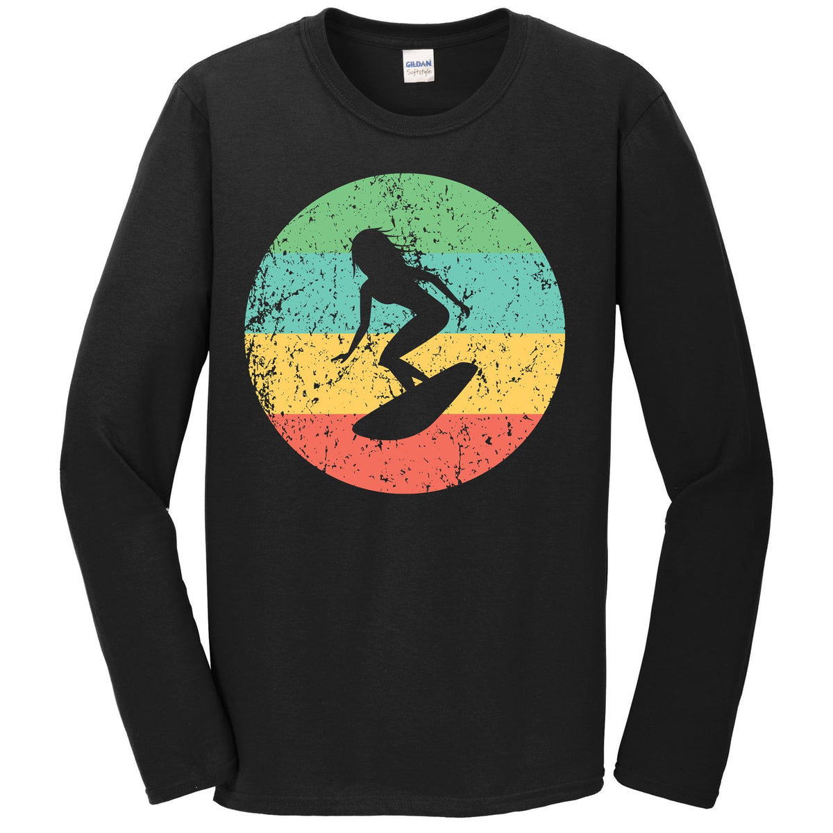 Surfing Long Sleeve Shirt - Vintage Retro Surfer T-Shirt