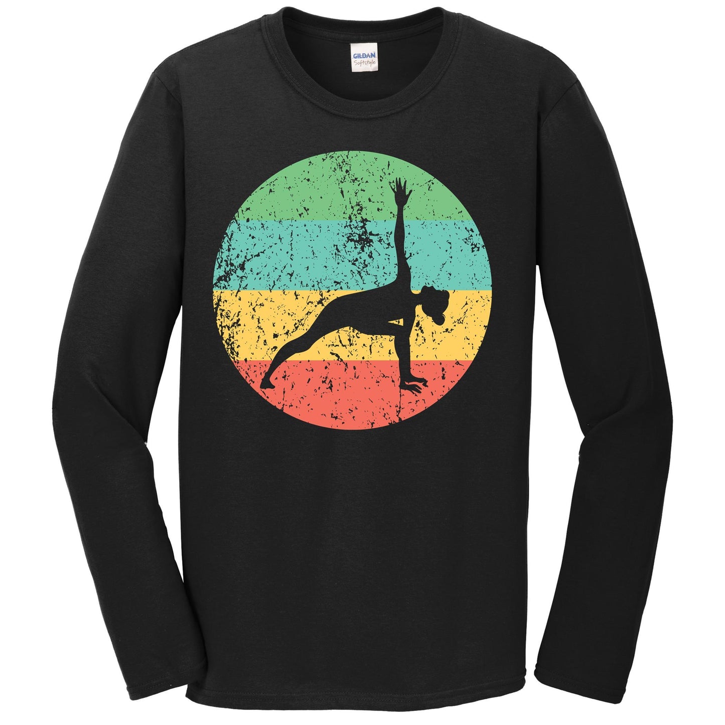 Yoga Long Sleeve Shirt - Vintage Retro Yoga Pose T-Shirt