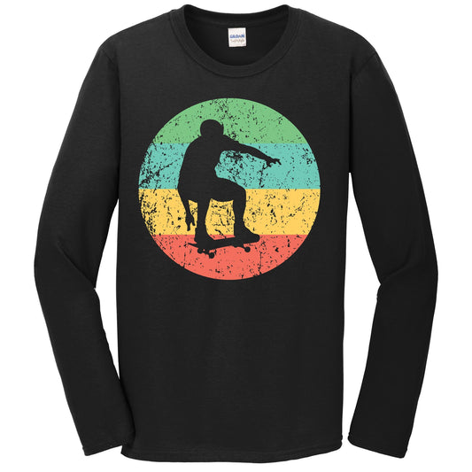 Skateboarding Long Sleeve Shirt - Vintage Retro Skateboarder T-Shirt