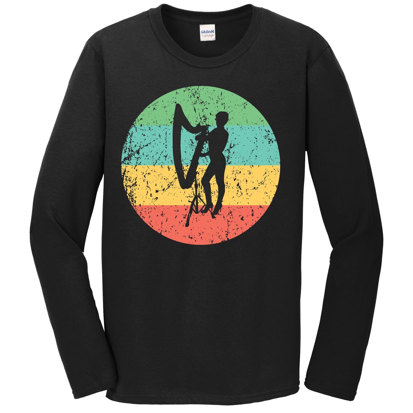 Harp Long Sleeve Shirt - Vintage Retro Music T-Shirt