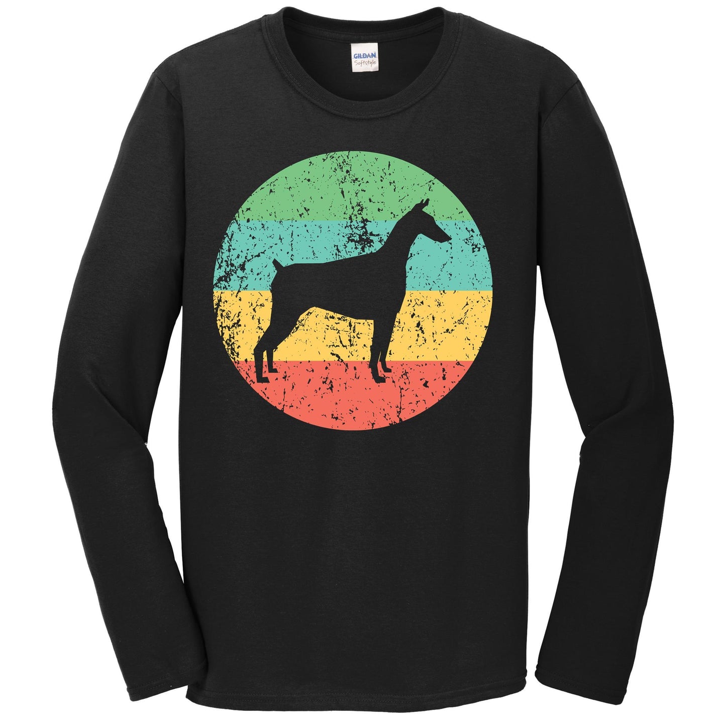 Doberman Long Sleeve Shirt - Vintage Retro Doberman Dog T-Shirt