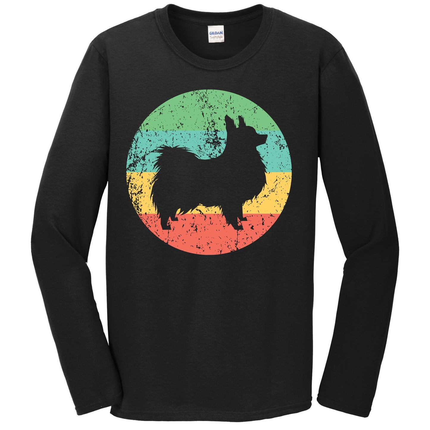 Papillon Long Sleeve Shirt - Vintage Retro Papillon Dog T-Shirt