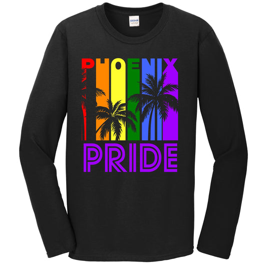 Phoenix Pride Gay Pride LGBTQ Rainbow Palm Trees Long Sleeve T-Shirt