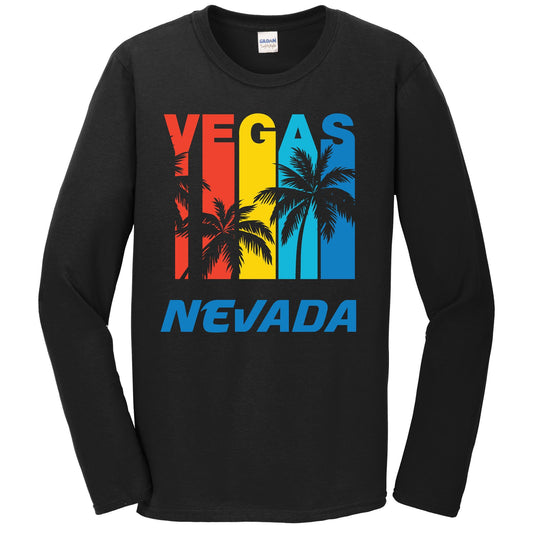 Retro Las Vegas Nevada Palm Trees Vacation Long Sleeve T-Shirt