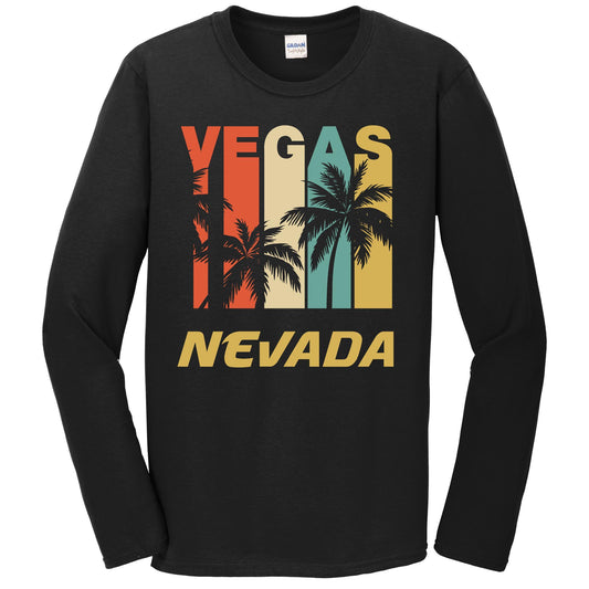 Retro Las Vegas Nevada Palm Trees Vacation Long Sleeve T-Shirt
