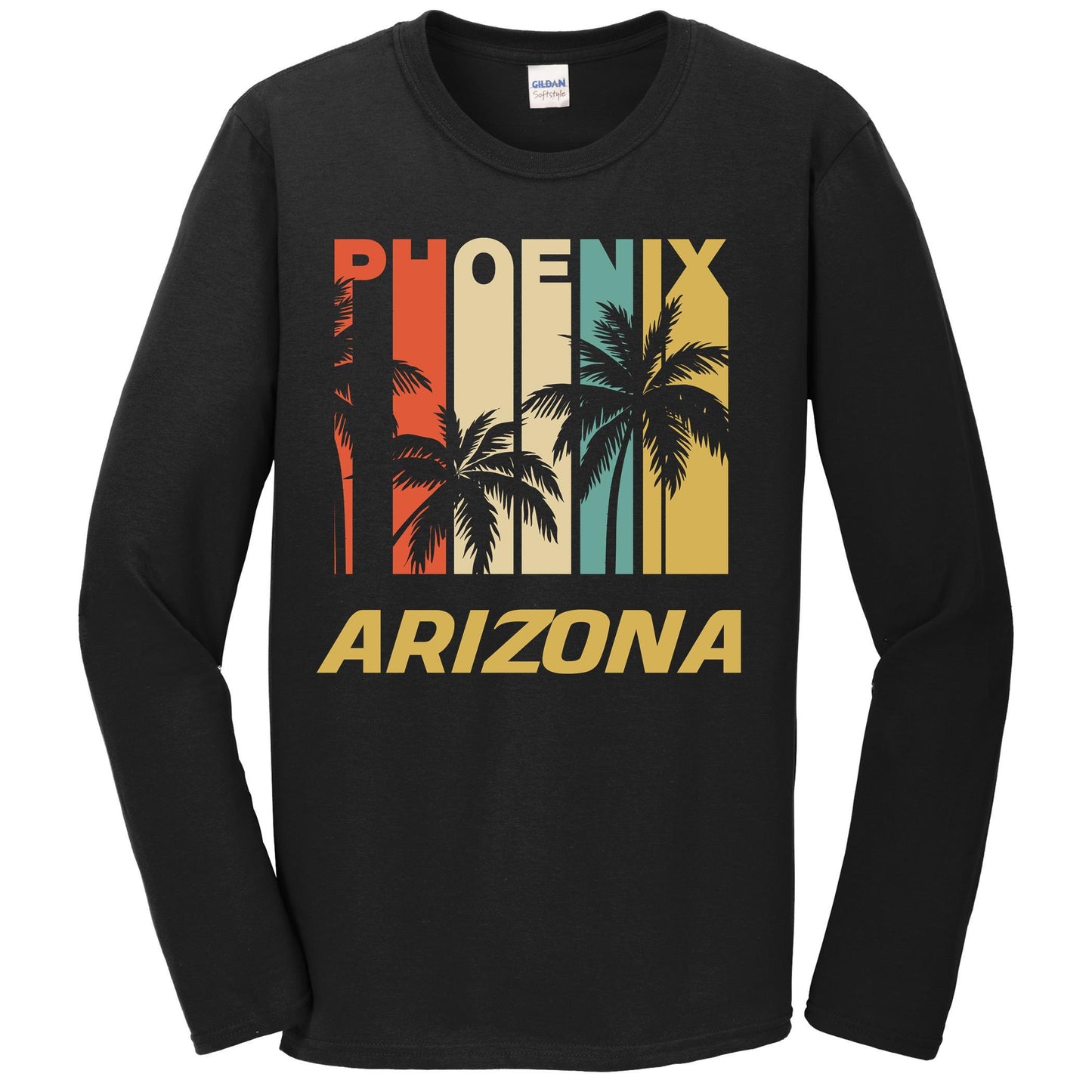 Retro Phoenix Arizona Palm Trees Vacation Long Sleeve T-Shirt