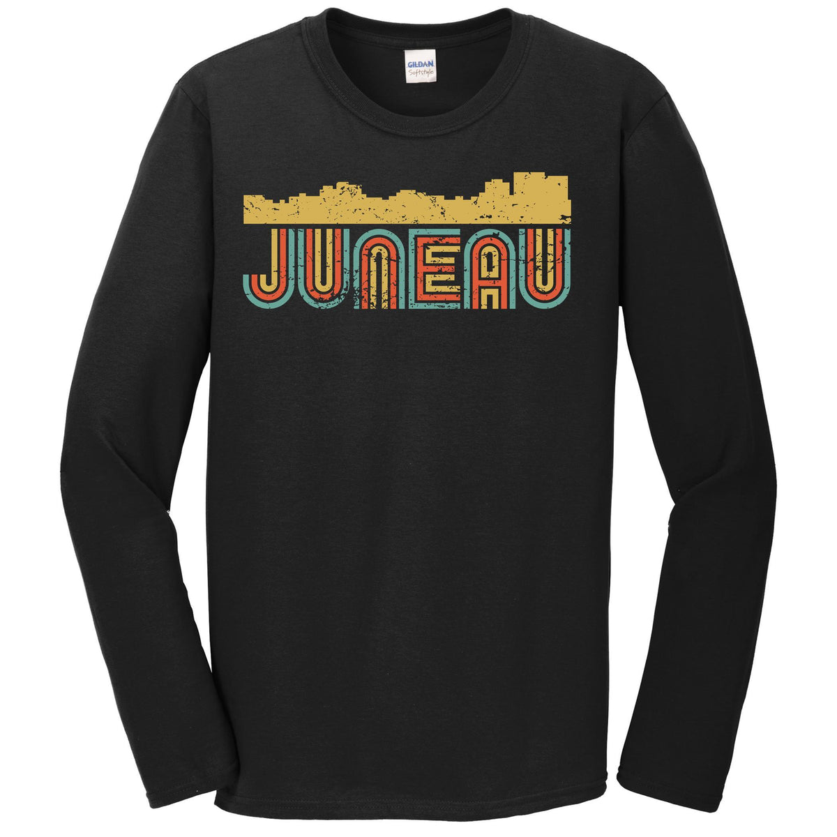 Retro Juneau Alaska Skyline Long Sleeve T-Shirt